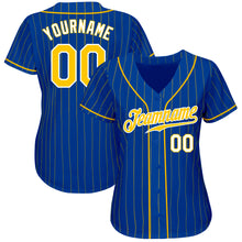 Загрузить изображение в средство просмотра галереи, Custom Royal Gold Pinstripe Gold-White Authentic Baseball Jersey
