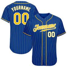 Загрузить изображение в средство просмотра галереи, Custom Royal Gold Pinstripe Gold-White Authentic Baseball Jersey
