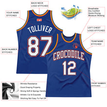 Load image into Gallery viewer, Custom Royal White-Orange Authentic Throwback Basketball Jersey
