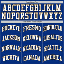 Load image into Gallery viewer, Custom Royal White-Old Gold Authentic Throwback Basketball Jersey

