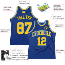 Load image into Gallery viewer, Custom Royal Gold-Light Blue Authentic Throwback Basketball Jersey
