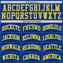 Загрузить изображение в средство просмотра галереи, Custom Royal Gold-Light Blue Authentic Throwback Basketball Jersey
