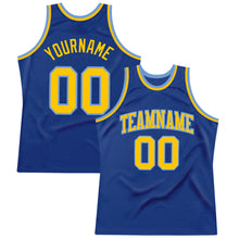 Load image into Gallery viewer, Custom Royal Gold-Light Blue Authentic Throwback Basketball Jersey
