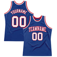 Load image into Gallery viewer, Custom Royal White-Red Authentic Throwback Basketball Jersey
