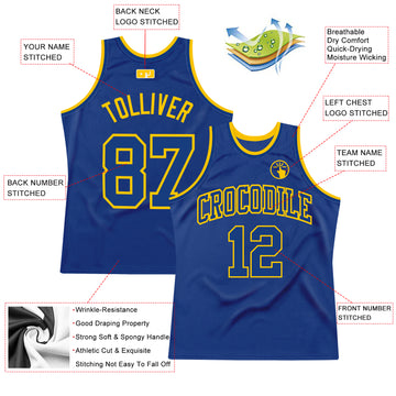 Custom Royal Royal-Gold Authentic Throwback Basketball Jersey