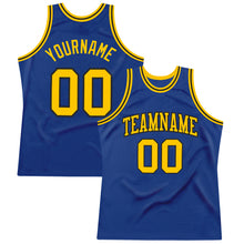 Загрузить изображение в средство просмотра галереи, Custom Royal Gold-Black Authentic Throwback Basketball Jersey
