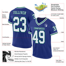 Load image into Gallery viewer, Custom Royal White-Kelly Green Mesh Authentic Throwback Football Jersey
