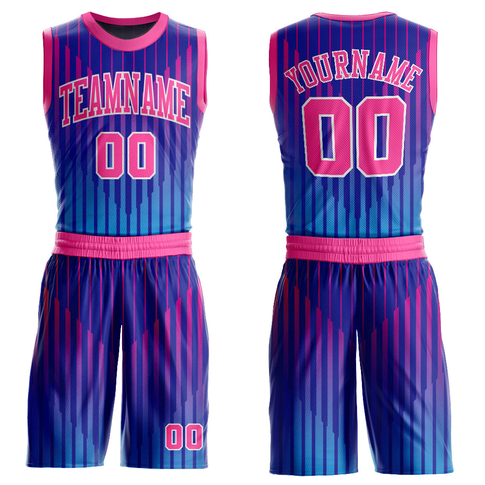 Custom Pink White V-Neck Basketball Jersey