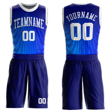 Laden Sie das Bild in den Galerie-Viewer, Custom Royal White-Navy Round Neck Sublimation Basketball Suit Jersey

