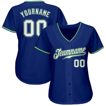 Custom Royal White Kelly Green-Gray Authentic Baseball Jersey