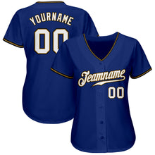 Load image into Gallery viewer, Custom Royal White Old Gold-Black Authentic Baseball Jersey
