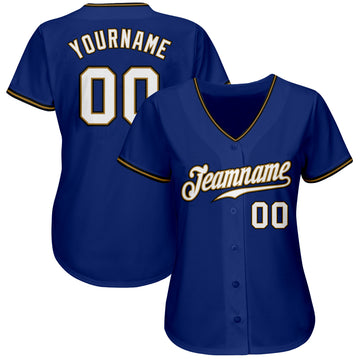 Custom Royal White Old Gold-Black Authentic Baseball Jersey