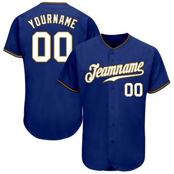 Custom Royal White Old Gold-Black Authentic Baseball Jersey