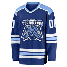 Load image into Gallery viewer, Custom Royal White-Light Blue Hockey Jersey
