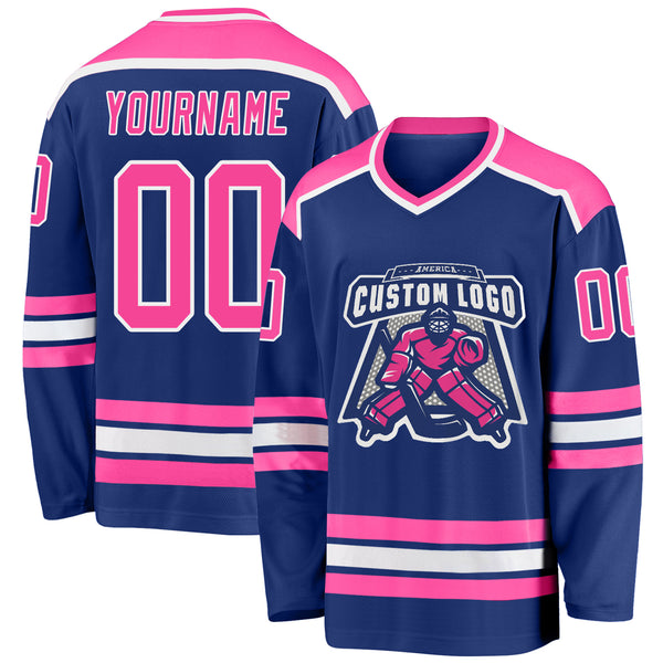 Cheap Custom Pink White-Royal Hockey Jersey Free Shipping – CustomJerseysPro