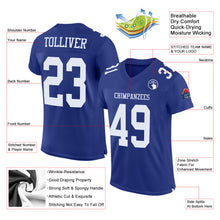 Load image into Gallery viewer, Custom Royal White Mesh Authentic Football Jersey
