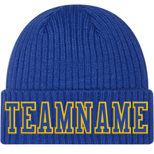 Load image into Gallery viewer, Custom Royal Royal-Gold Stitched Cuffed Knit Hat
