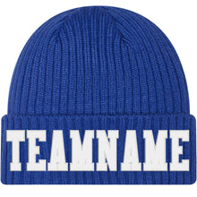 Load image into Gallery viewer, Custom Royal White Stitched Cuffed Knit Hat
