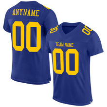 Load image into Gallery viewer, Custom Royal Gold Mesh Authentic Football Jersey
