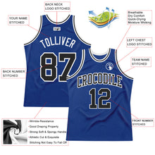 Load image into Gallery viewer, Custom Royal Black-White Authentic Throwback Basketball Jersey
