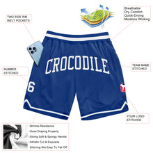 Load image into Gallery viewer, Custom Royal White Authentic Throwback Basketball Shorts
