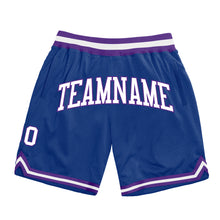 Load image into Gallery viewer, Custom Royal White-Purple Authentic Throwback Basketball Shorts
