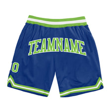 Load image into Gallery viewer, Custom Royal Neon Green-White Authentic Throwback Basketball Shorts
