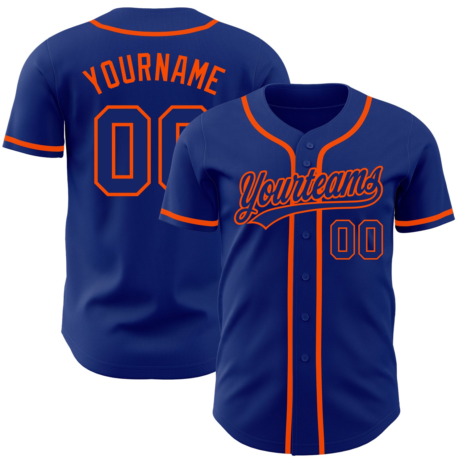 Custom Light Blue Orange-Royal Authentic Two Tone Baseball Jersey