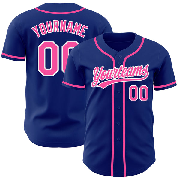 Custom Royal Pink White Authentic Baseball Jersey