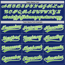 Load image into Gallery viewer, Custom Royal Neon Green-White Authentic Baseball Jersey
