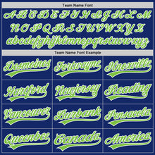 Laden Sie das Bild in den Galerie-Viewer, Custom Royal Neon Green-White Authentic Baseball Jersey
