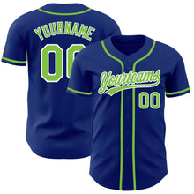 Load image into Gallery viewer, Custom Royal Neon Green-White Authentic Baseball Jersey
