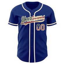 Load image into Gallery viewer, Custom Royal Vintage USA Flag-Cream Authentic Baseball Jersey

