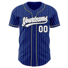 Load image into Gallery viewer, Custom Royal White Pinstripe White Gray-Black Authentic Baseball Jersey
