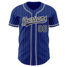 Load image into Gallery viewer, Custom Royal White Pinstripe Black Authentic Baseball Jersey

