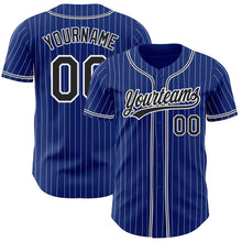Load image into Gallery viewer, Custom Royal White Pinstripe Black Authentic Baseball Jersey
