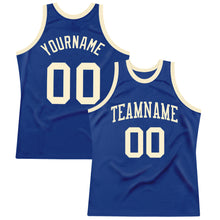 Загрузить изображение в средство просмотра галереи, Custom Royal Cream Authentic Throwback Basketball Jersey
