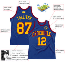 Загрузить изображение в средство просмотра галереи, Custom Royal Gold-Maroon Authentic Throwback Basketball Jersey

