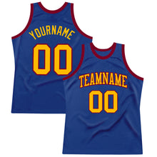 Загрузить изображение в средство просмотра галереи, Custom Royal Gold-Maroon Authentic Throwback Basketball Jersey
