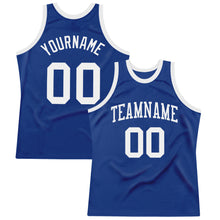 Load image into Gallery viewer, Custom Royal White Authentic Throwback Basketball Jersey
