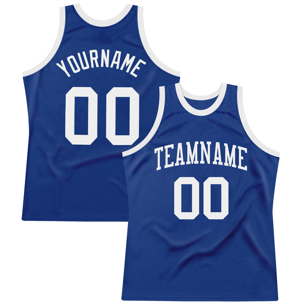 Custom Royal White Authentic Throwback Basketball Jersey