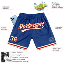 Load image into Gallery viewer, Custom Royal Cream-Red Authentic Throwback Basketball Shorts
