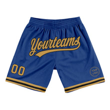 Charger l&#39;image dans la galerie, Custom Royal Old Gold-Black Authentic Throwback Basketball Shorts
