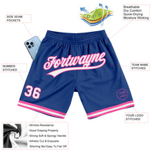 Laden Sie das Bild in den Galerie-Viewer, Custom Royal White-Pink Authentic Throwback Basketball Shorts
