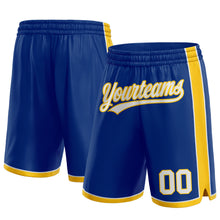Load image into Gallery viewer, Custom Royal White-Yellow Authentic Basketball Shorts
