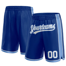 Laden Sie das Bild in den Galerie-Viewer, Custom Royal White-Light Blue Authentic Basketball Shorts
