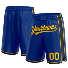 Load image into Gallery viewer, Custom Royal Yellow-Black Authentic Basketball Shorts
