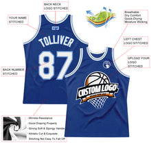 Laden Sie das Bild in den Galerie-Viewer, Custom Royal White-Light Blue Authentic Throwback Basketball Jersey
