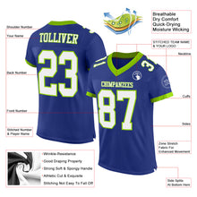 Load image into Gallery viewer, Custom Royal White-Neon Green Mesh Authentic Football Jersey
