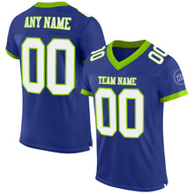 Load image into Gallery viewer, Custom Royal White-Neon Green Mesh Authentic Football Jersey
